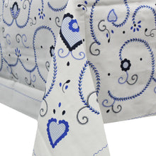 Load image into Gallery viewer, 100% Cotton Blue Viana Style Made in Portugal Tablecloth
