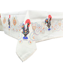 Load image into Gallery viewer, 100% Cotton White Traditional Rooster Galo de Barcelos Regional Made in Portugal Tablecloth

