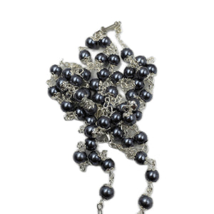 Our Lady of Fatima Grey Pearl Rosary with Cross