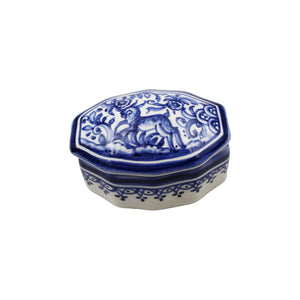 Coimbra Ceramics Hand-painted Decorative Box with Lid XVII Cent Recreation #130-5