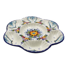Load image into Gallery viewer, Hand-Painted Traditional Portuguese Ceramic Floral Divided Chip &amp; Dip Platter
