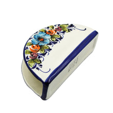 Load image into Gallery viewer, Hand-Painted Portuguese Ceramic Floral Napkin Holder
