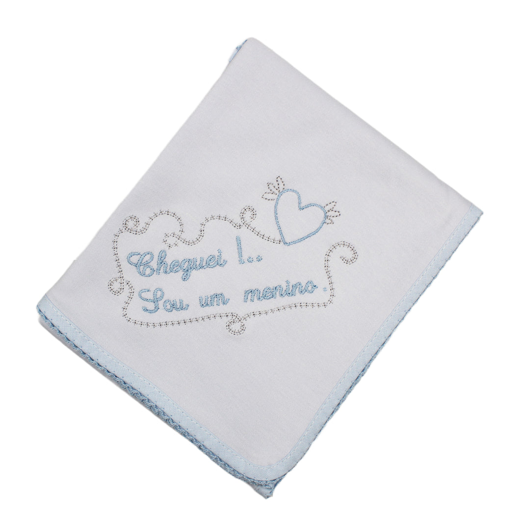 Portuguese Embroidered Blue Baby Burp Cloth 