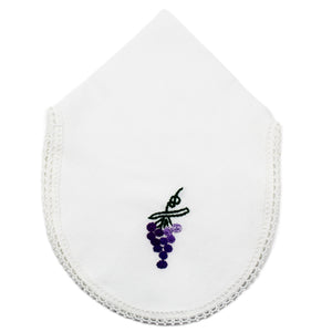 Grape Embroidered Linen Cotton Bread Cover Basket Made in Portugal