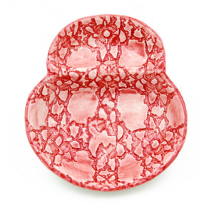 Hand-painted Traditional Portuguese Red Ceramic Olive Dish
