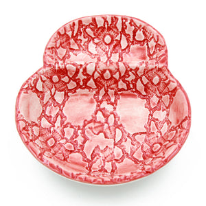 Hand-painted Traditional Portuguese Red Ceramic Olive Dish
