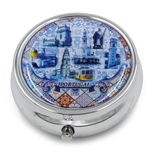 Load image into Gallery viewer, Traditional Portuguese Tile Metal Pill Case With Mirror Souvenir
