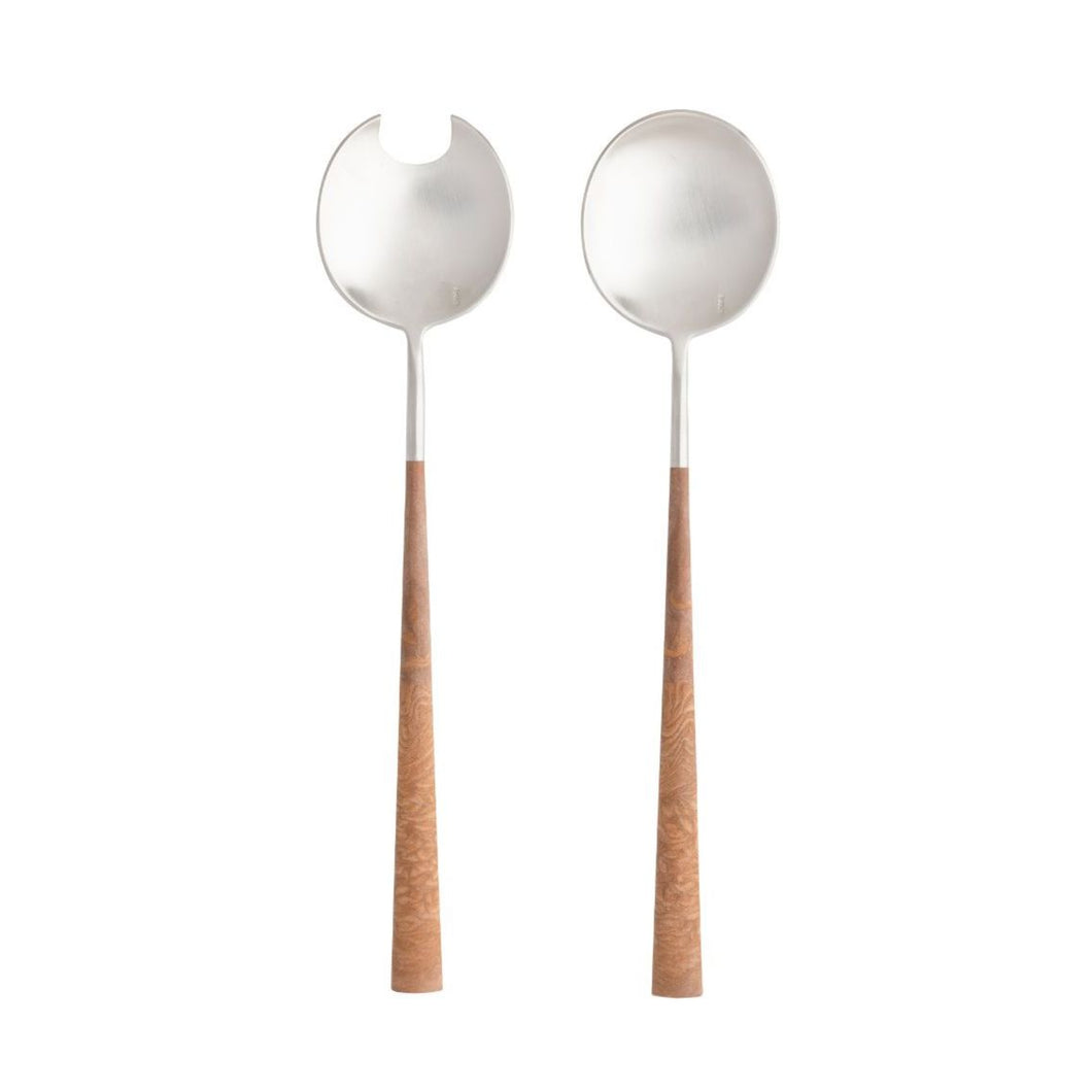 Costa Nova Mito Wood Flatware Salad Serving Set