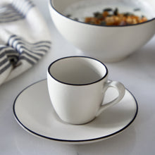 Load image into Gallery viewer, Costa Nova Augusta 3 oz. Natural-Black Coffee Cup and Saucer Set
