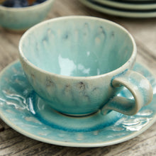 Load image into Gallery viewer, Costa Nova Madeira 8 oz. Blue Tea Cup and Saucer Set
