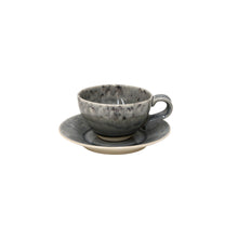Load image into Gallery viewer, Costa Nova Madeira 8 oz. Grey Tea Cup and Saucer Set
