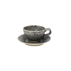 Costa Nova Madeira 8 oz. Grey Tea Cup and Saucer Set