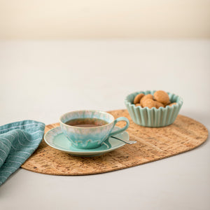 Casafina Taormina 7 oz. Aqua Tea Cup and Saucer Set