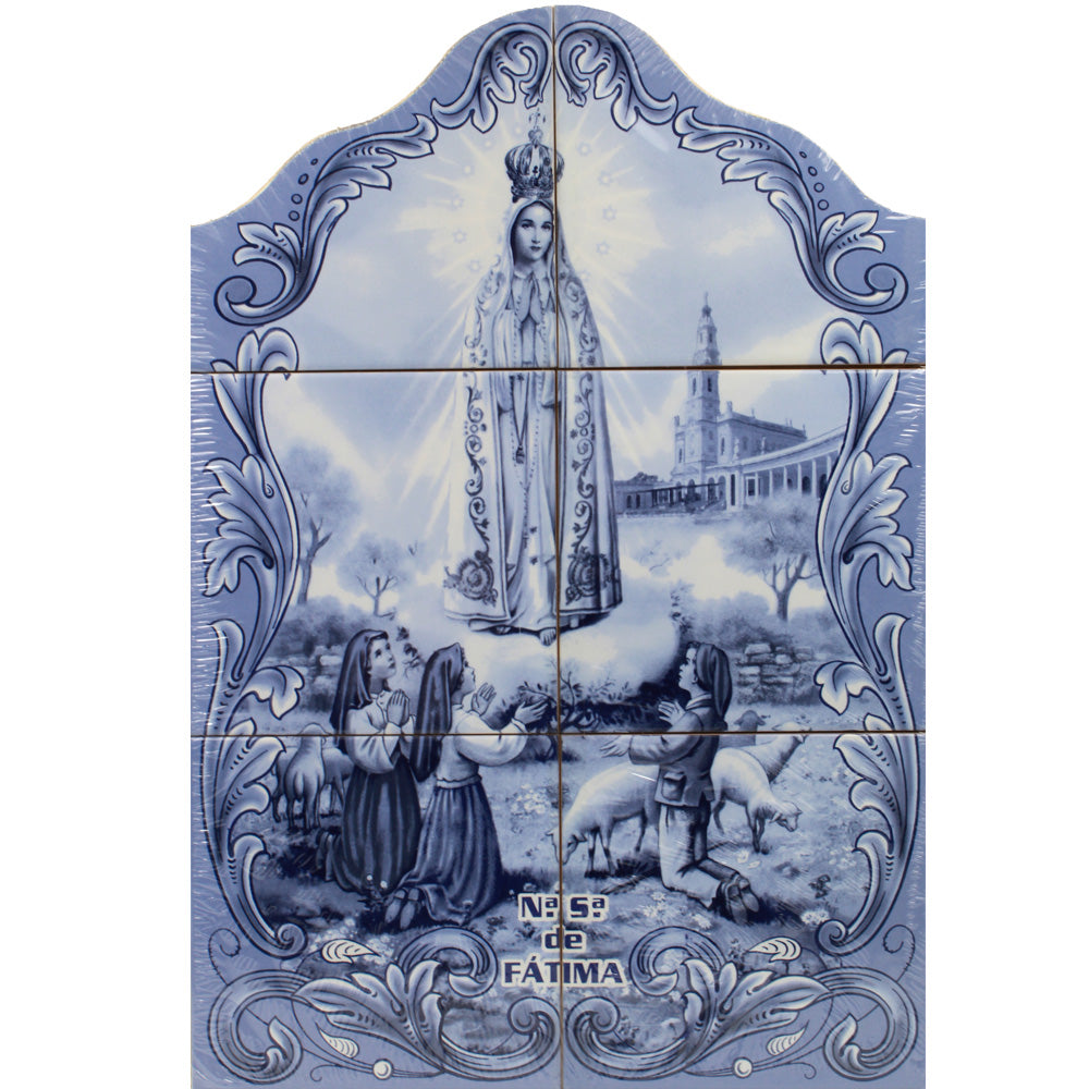 Our Lady of Fatima Apparition Portuguese Ceramic Tile Art Wall Panel Mural Decor